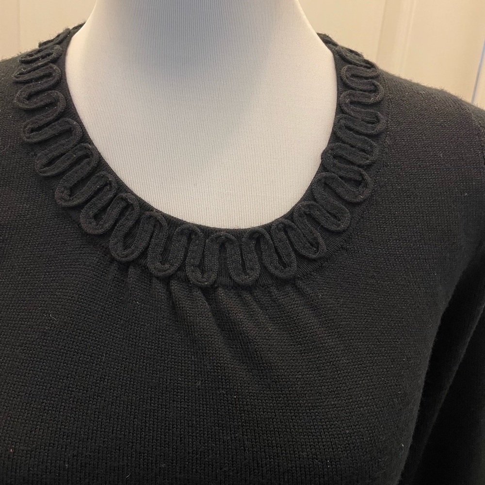 Boden Wool Blend Sweater Dress Size 4 Intricate Woven Detail at Neckline & Cuffs - Picture 7 of 7